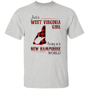 Just A West Virginia Girl Living In A New Hampshire World T-shirt - T-shirt Born Live Plaid Red Teezalo