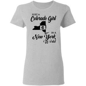 Just A Colorado Girl In A New York World T-shirt - T-shirt Teezalo