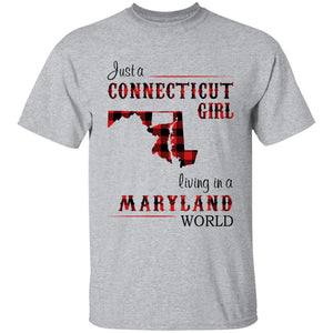 Just A Connecticut Girl Living In A Maryland World T-shirt - T-shirt Born Live Plaid Red Teezalo