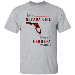Just A Nevada Girl Living In A Florida World T-shirt - T-shirt Born Live Plaid Red Teezalo