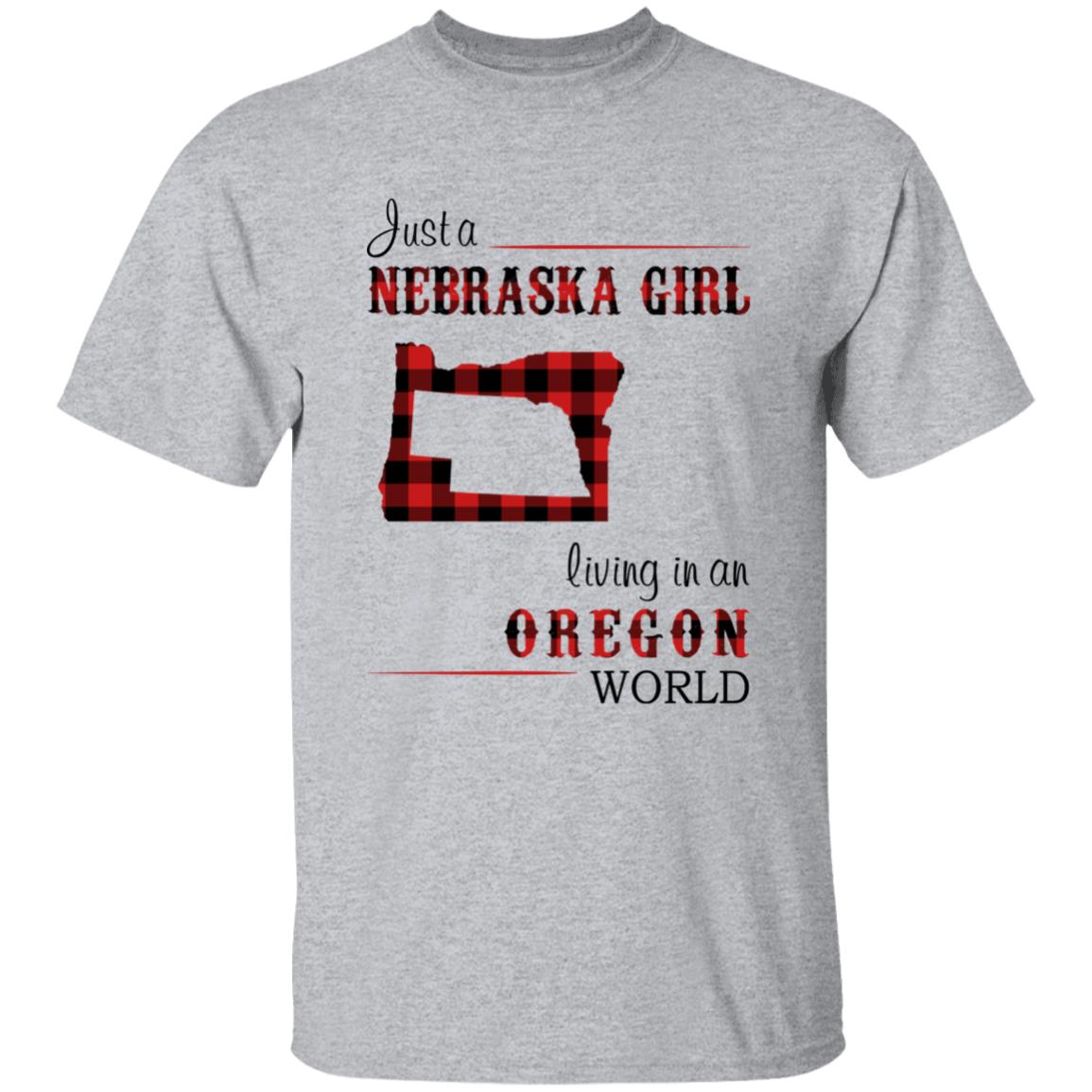 Just A Nebraska Girl Living In An Oregon World T-shirt - T-shirt Born Live Plaid Red Teezalo
