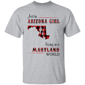 Just An Arizona Girl Living In A Maryland World T-shirt - T-shirt Born Live Plaid Red Teezalo