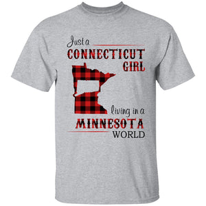 Just A Connecticut Girl Living In A Minnesota World T-shirt - T-shirt Born Live Plaid Red Teezalo