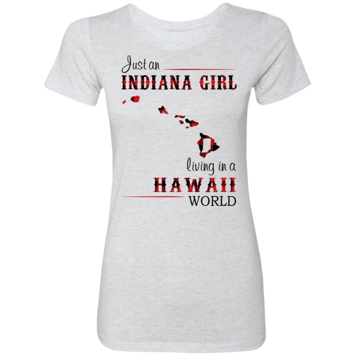 Just An Indiana Girl Living In A Hawaii World T-Shirt - T-shirt Born Live Plaid Red Teezalo