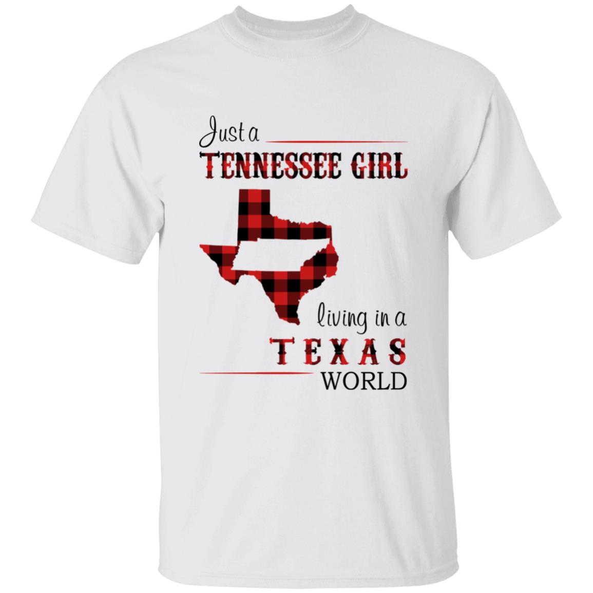 Just A Tennessee Girl Living In A Texas World T-shirt - T-shirt Born Live Plaid Red Teezalo