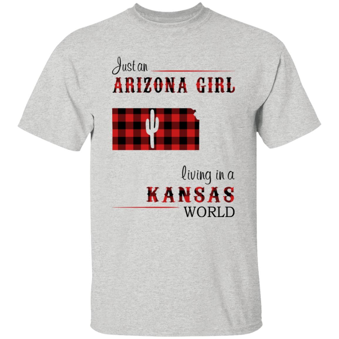 Just An Arizona Girl Living In A Kansas World T-shirt - T-shirt Born Live Plaid Red Teezalo