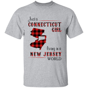 Just A Connecticut Girl Living In A New Jersey World T-shirt - T-shirt Born Live Plaid Red Teezalo
