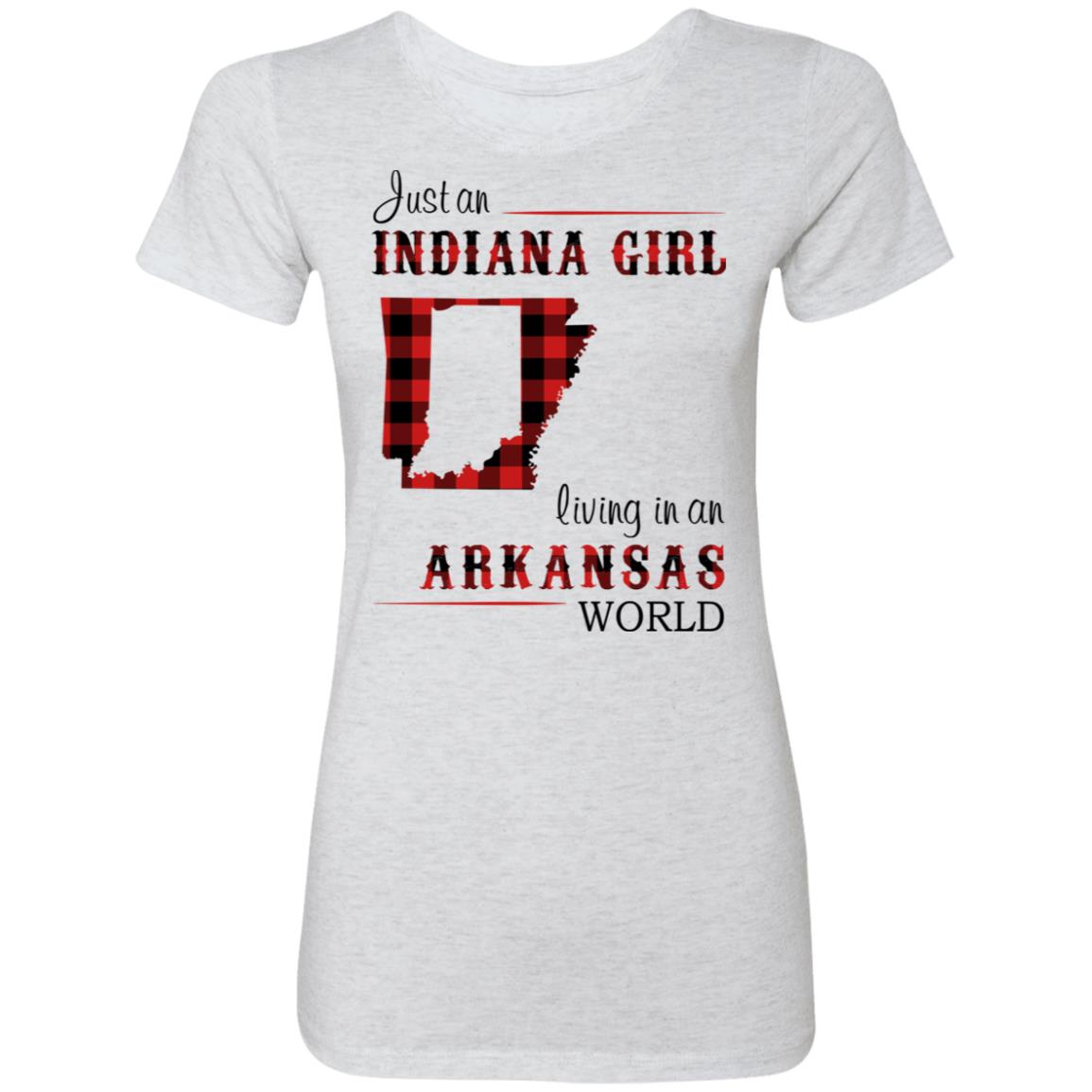 Just An Indiana Girl Living In An Arkansas World T- Shirt - T-shirt Born Live Plaid Red Teezalo