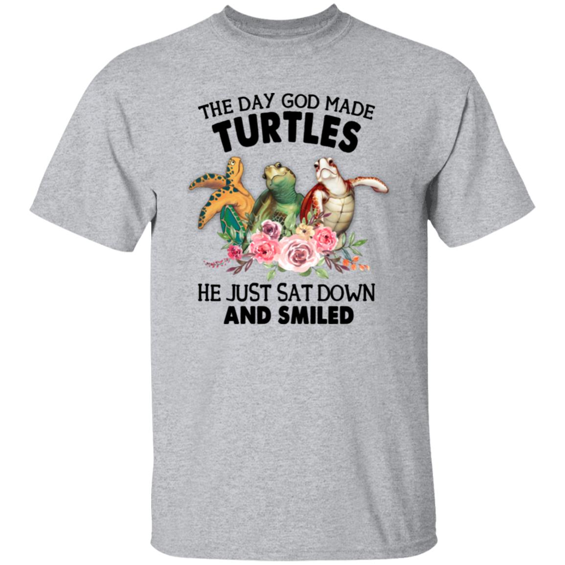 Funny Turtle Shirt, The Day God Made Turtles He Just Sat Down And Smiled - T-Shirts Teezalo