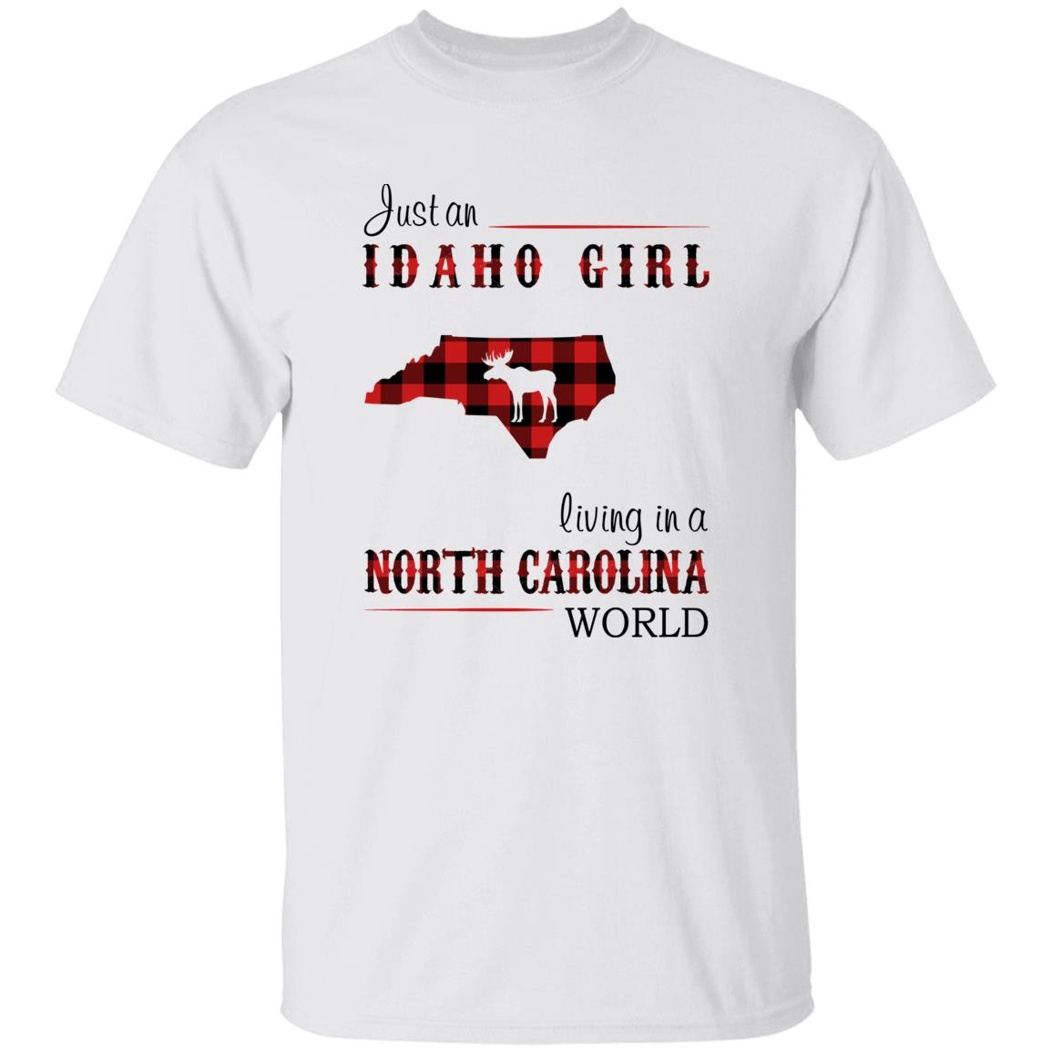 Just An Idaho Girl Living In A North Carolina World T-shirt - T-shirt Born Live Plaid Red Teezalo