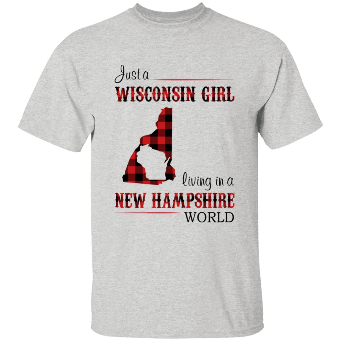 Just A Wisconsin Girl Living In A New Hampshire World T-shirt - T-shirt Born Live Plaid Red Teezalo