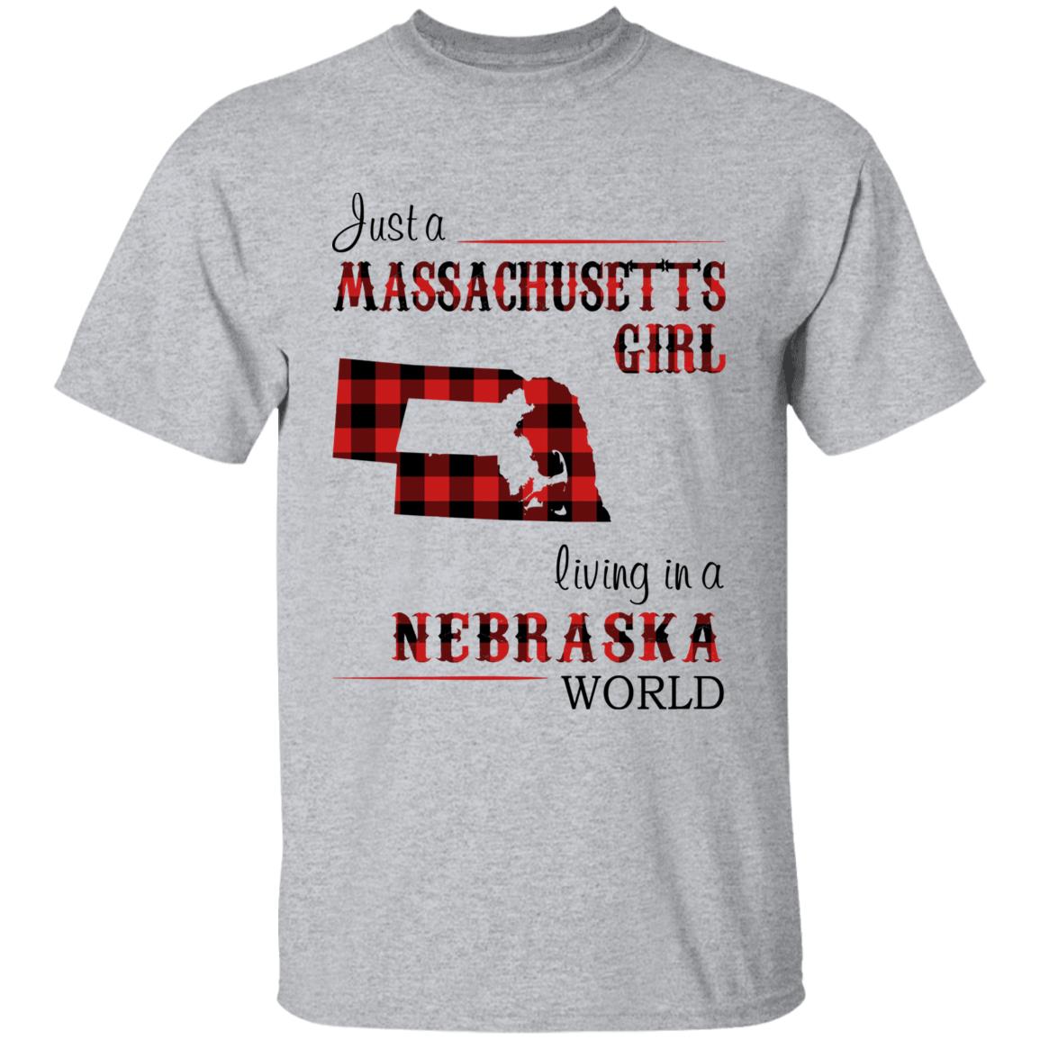 Just A Massachusetts Girl Living In A Nebraska World T-shirt - T-shirt Born Live Plaid Red Teezalo