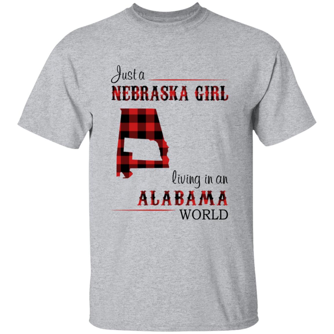 Just A Nebraska Girl Living In An Alabama World T-shirt - T-shirt Born Live Plaid Red Teezalo