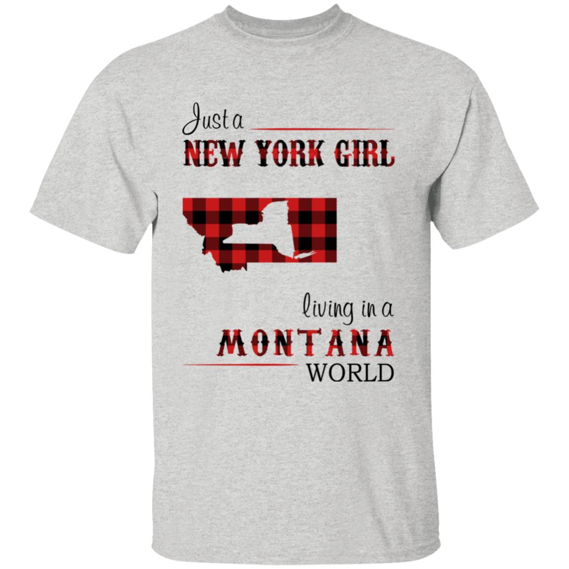 Just A New York Girl Living In A Montana World T-shirt - T-shirt Born Live Plaid Red Teezalo