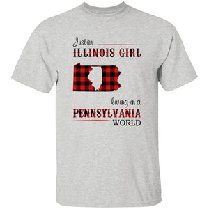 Just An Illinois Girl Living In A Pennsylvania World T-shirt - T-shirt Born Live Plaid Red Teezalo