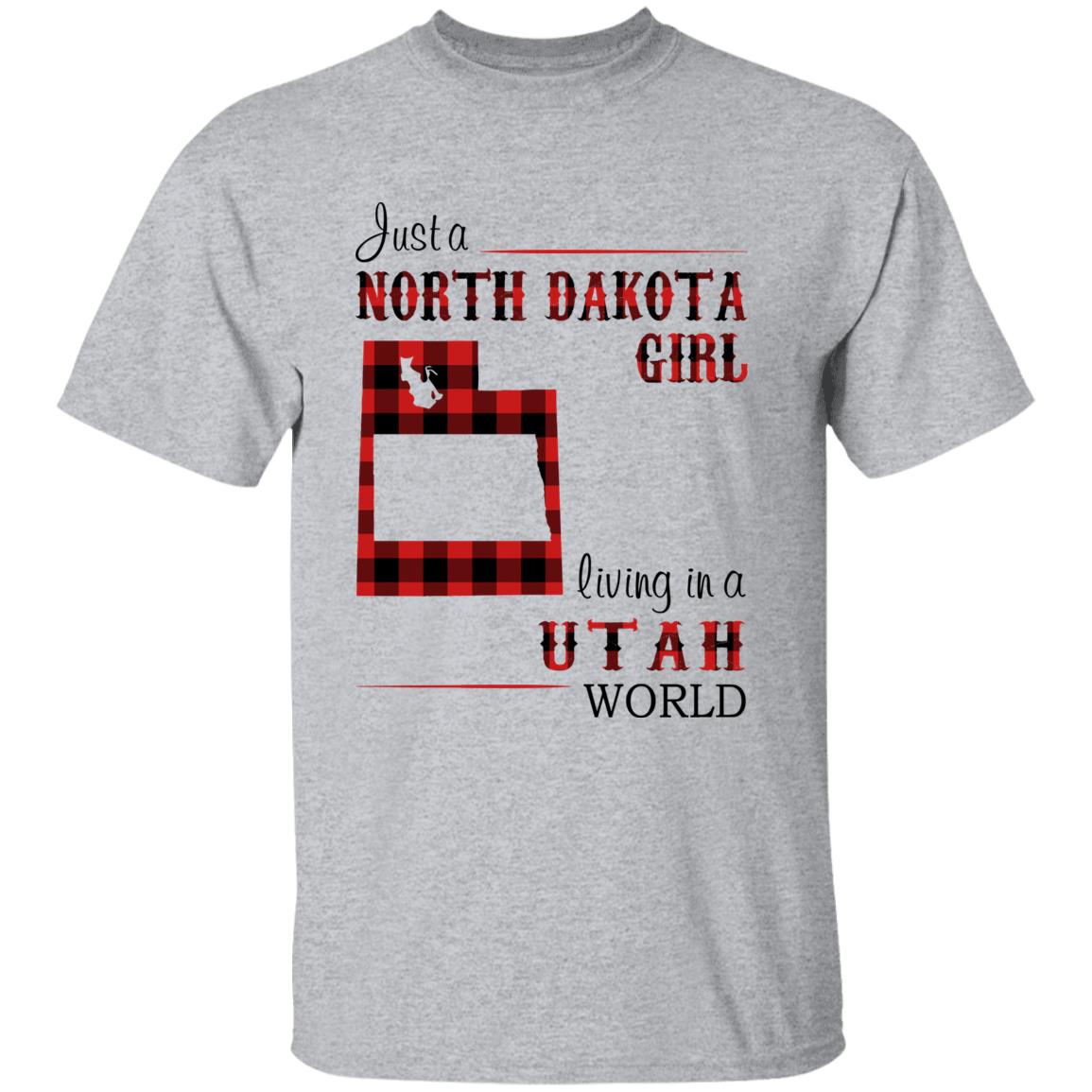 Just A North Dakota Girl Living In A Utah World T-shirt - T-shirt Born Live Plaid Red Teezalo