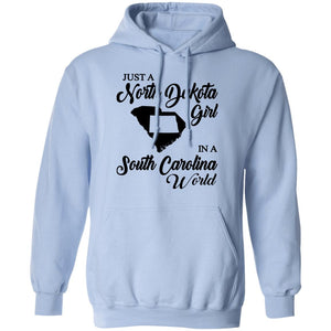 Just A North Dakota Girl In A South Carolina World T Shirt - T-shirt Teezalo