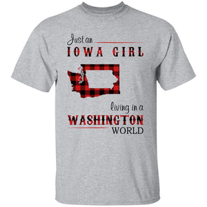 Just An Iowa Girl Living In A Washington World T-shirt - T-shirt Born Live Plaid Red Teezalo