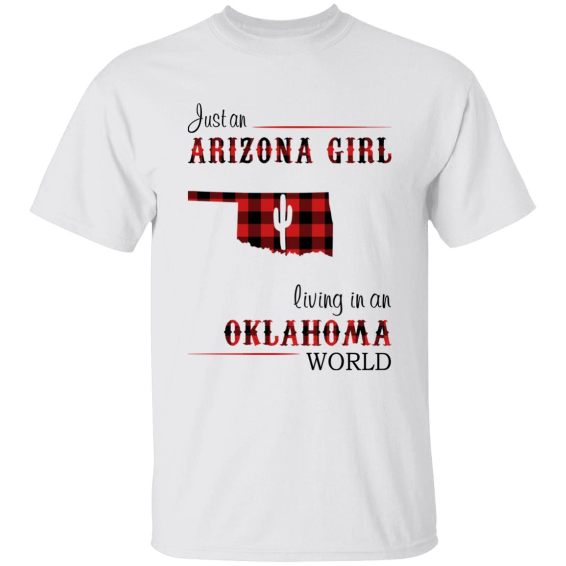 Just An Arizona Girl Living In An Oklahoma World T-shirt - T-shirt Born Live Plaid Red Teezalo