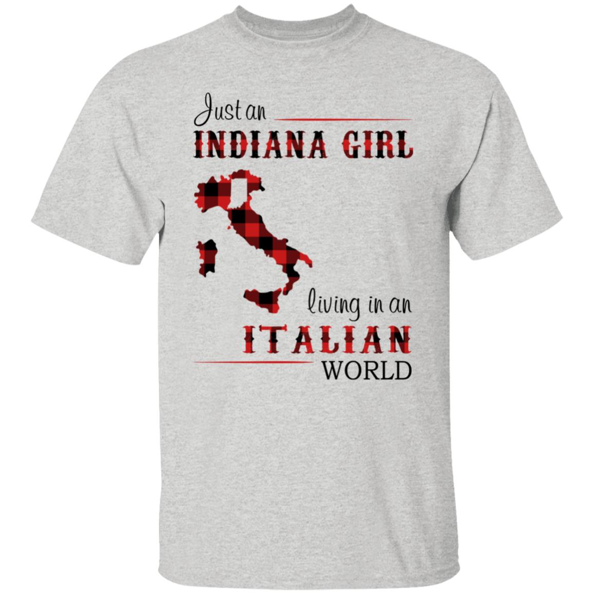 Just An Indiana Girl Living In An Italian World T- Shirt - T-shirt Born Live Plaid Red Teezalo
