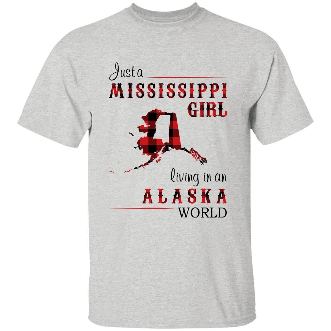 Just A Mississippi Girl Living In An Alaska World T-shirt - T-shirt Born Live Plaid Red Teezalo