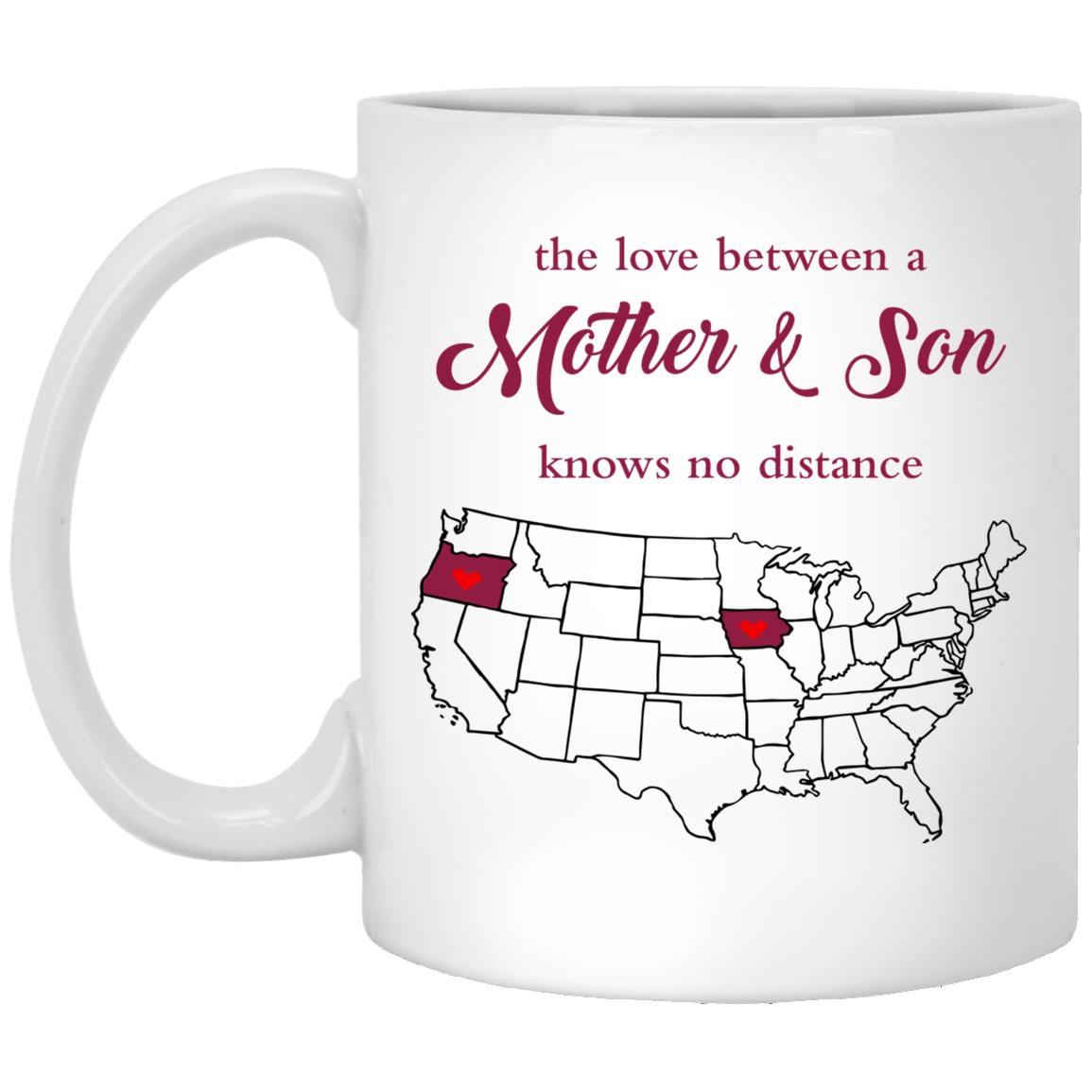 Iowa Oregon The Love Between Mother And Son Mug - Mug Teezalo