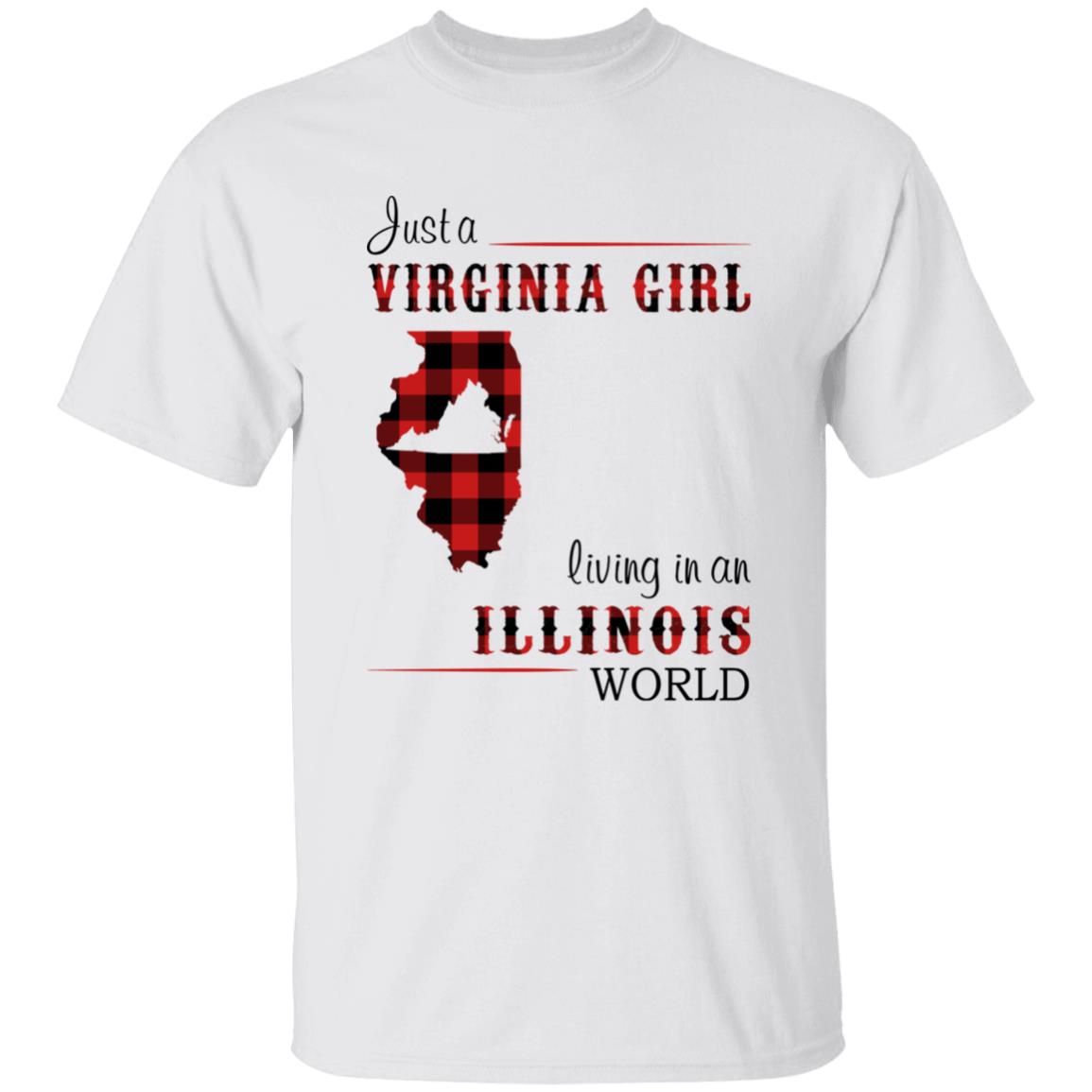 Just A Virginia Girl Living In An Illinois Girl T-shirt - T-shirt Born Live Plaid Red Teezalo