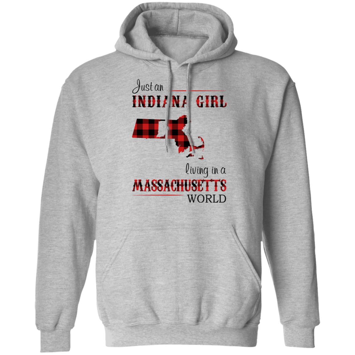 Just An Indiana Girl Living In A Massachusetts World T-Shirt - T-shirt Born Live Plaid Red Teezalo