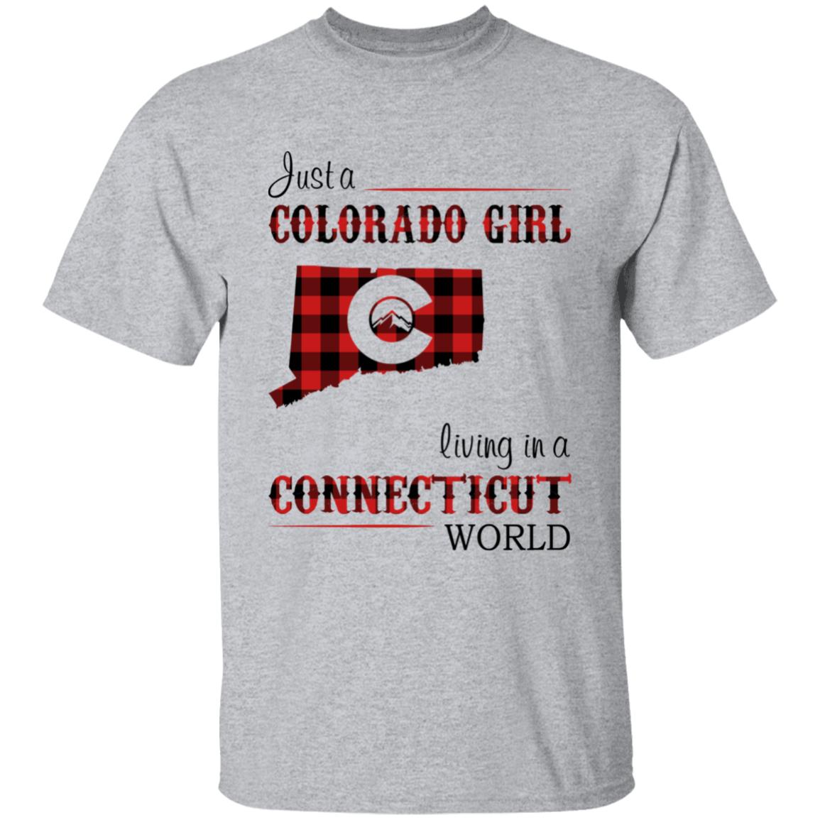 Just A Colorado Girl Living In A Connecticut World T-shirt - T-shirt Born Live Plaid Red Teezalo