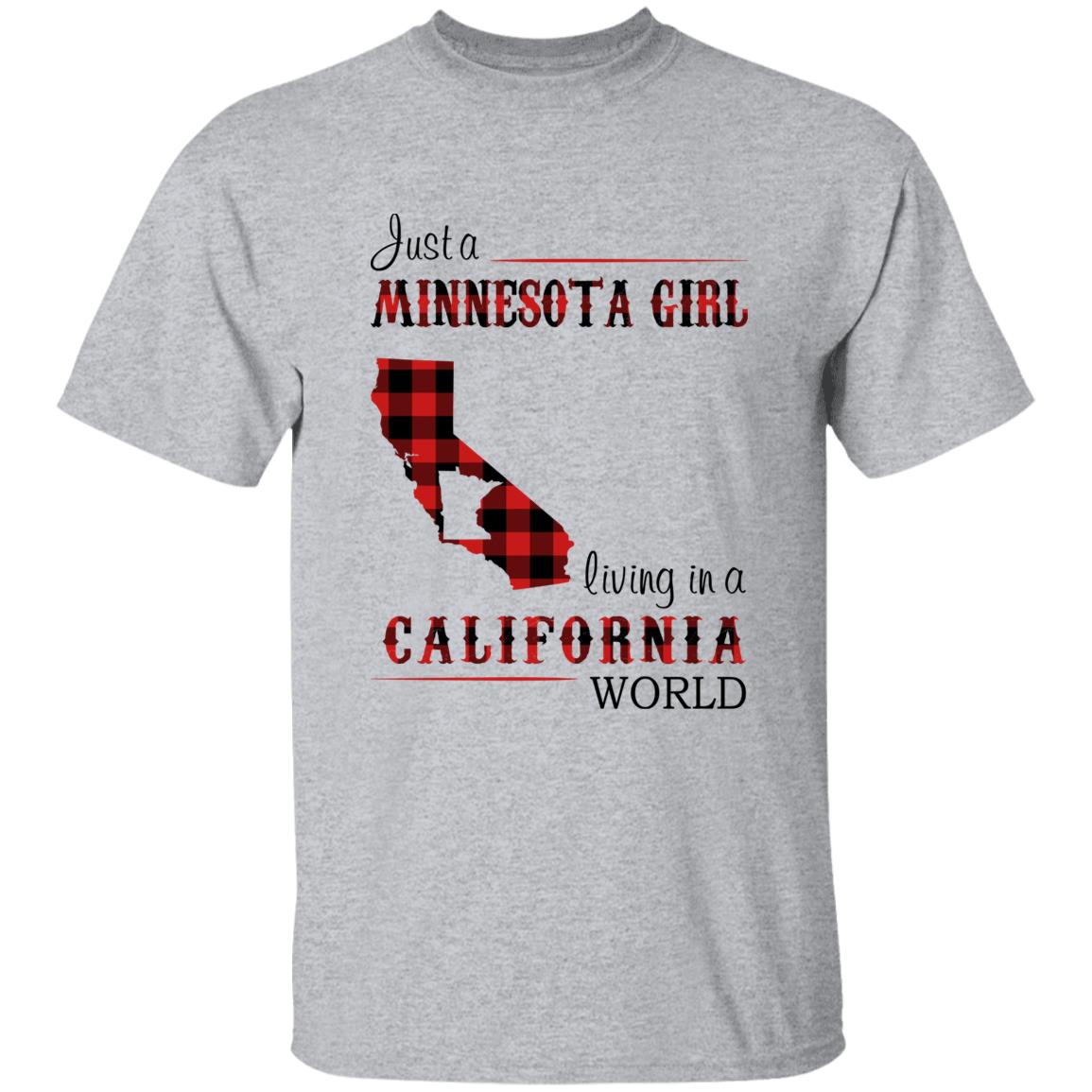 Just A Minnesota Girl Living In A California World T-shirt - T-shirt Born Live Plaid Red Teezalo
