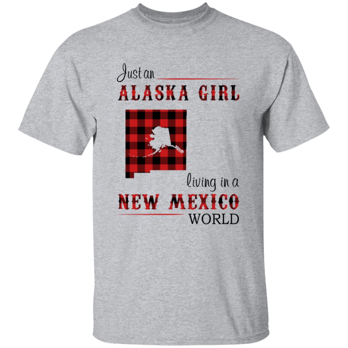 Just An Alaska Girl Living In A New Mexico World T-shirt - T-shirt Born Live Plaid Red Teezalo