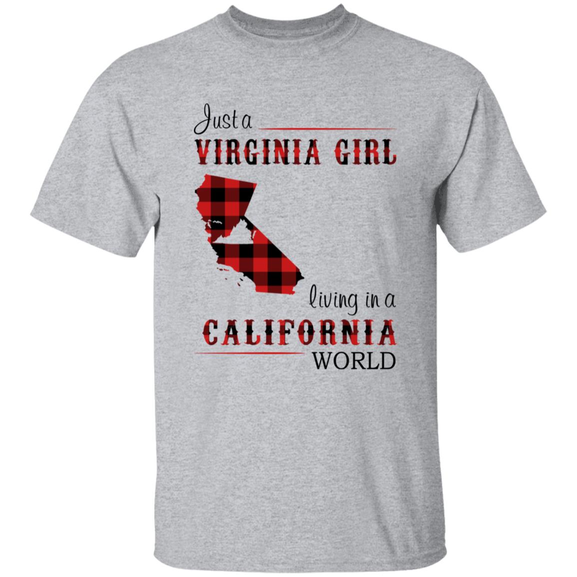 Just A Virginia Girl Living In A California World T-shirt - T-shirt Born Live Plaid Red Teezalo