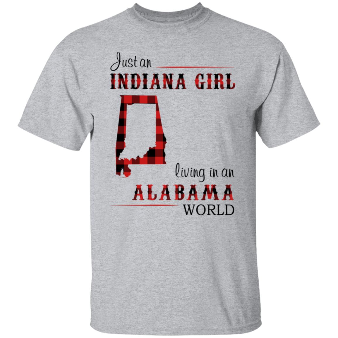 Just An Indiana Girl Living In An Alabama World T-Shirt - T-shirt Born Live Plaid Red Teezalo