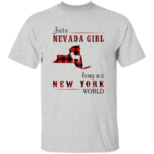 Just A Nevada Girl Living In A New York World T-shirt - T-shirt Born Live Plaid Red Teezalo