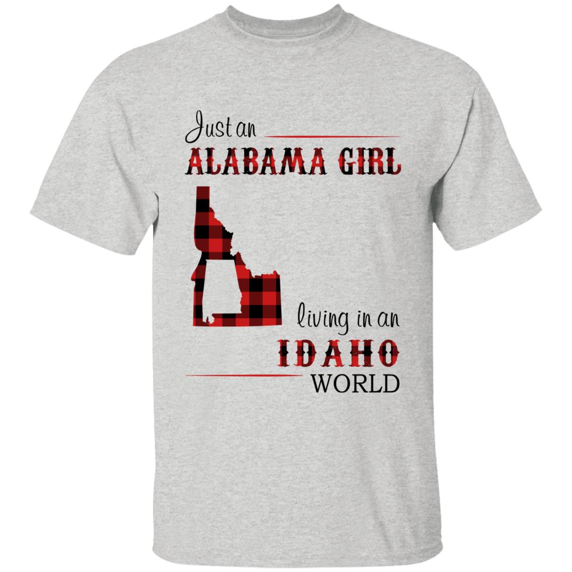 Just An Alabama Girl Living In An Idaho World T-shirt - T-shirt Born Live Plaid Red Teezalo