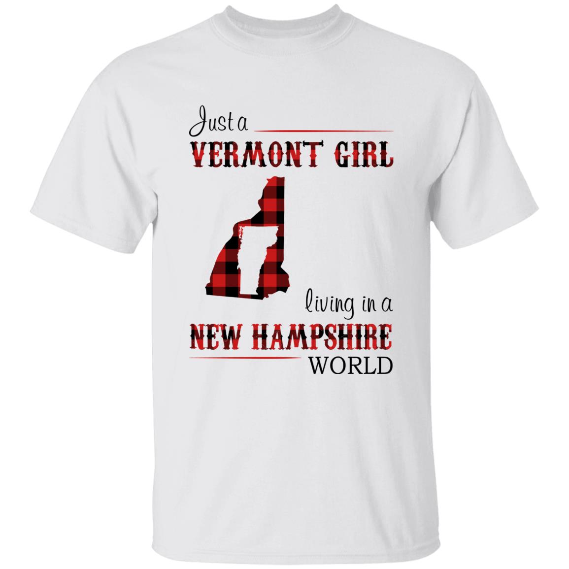 Just A Vermont Girl Living In A New Hampshire World T-shirt - T-shirt Born Live Plaid Red Teezalo