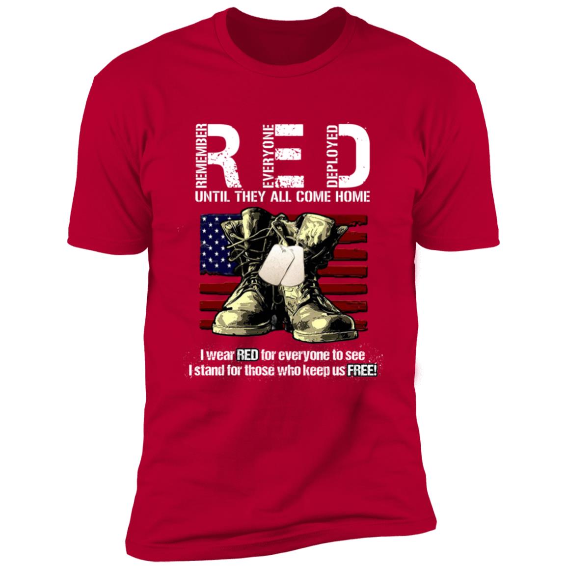 Patriotic Veteran Shirt  Red Remember Everyone Deployed - T-shirt Veteran Teezalo