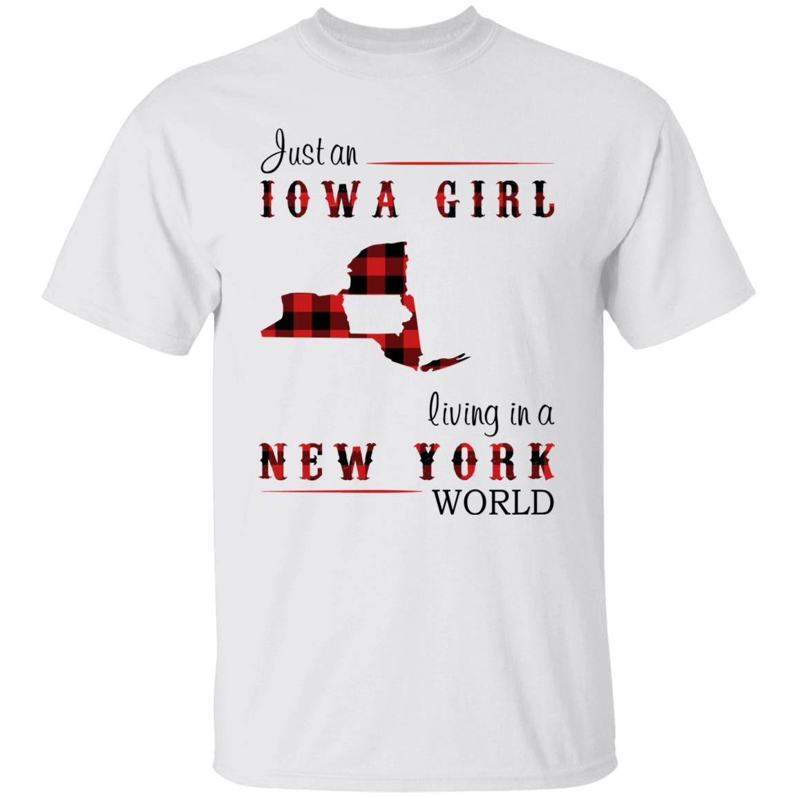 Just An Iowa Girl Living In A New York World T-shirt - T-shirt Born Live Plaid Red Teezalo