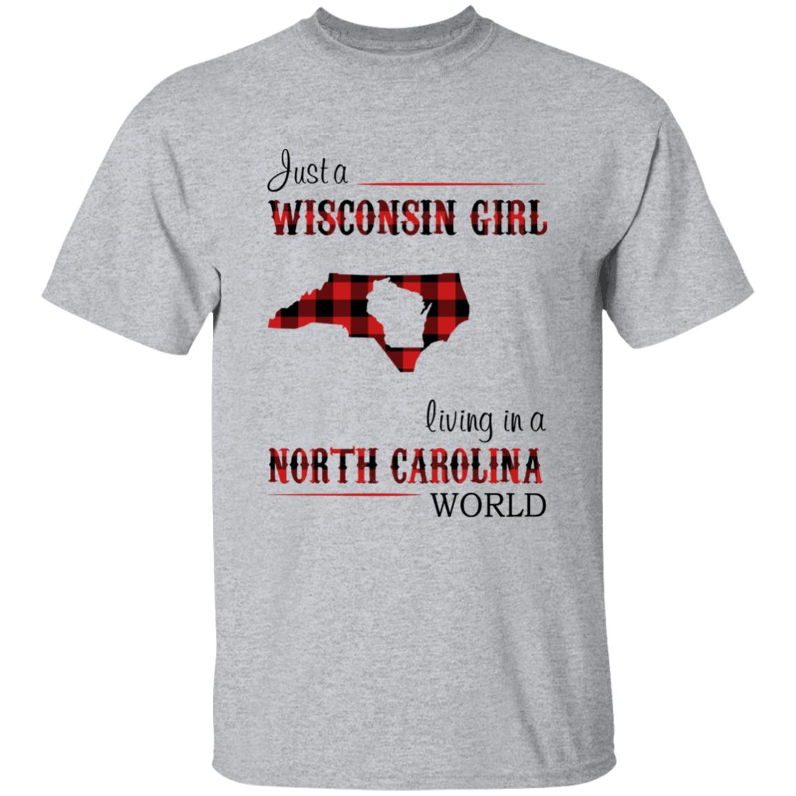 Just A Wisconsin Girl Living In A North Carolina World T-shirt - T-shirt Born Live Plaid Red Teezalo