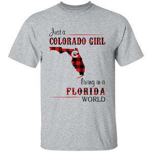 Just A Colorado Girl Living In A Florida World T-shirt - T-shirt Born Live Plaid Red Teezalo