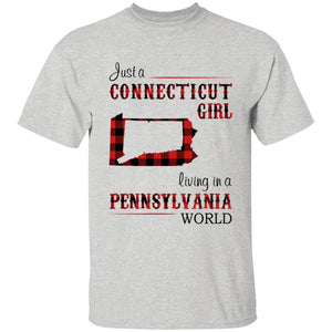Just A Connecticut Girl Living In A Pennnsylvania World T-shirt - T-shirt Born Live Plaid Red Teezalo