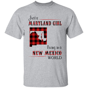 Just A Maryland Girl Living In A New Mexico World T-shirt - T-shirt Born Live Plaid Red Teezalo