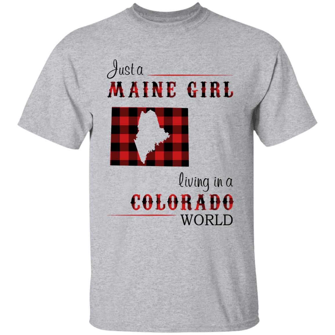 Just A Maine Girl Living In A Colorado World T-shirt - T-shirt Born Live Plaid Red Teezalo