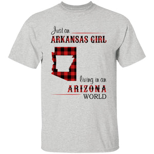Just An Arkansas Girl Living In An Arizona World T-shirt - T-shirt Born Live Plaid Red Teezalo