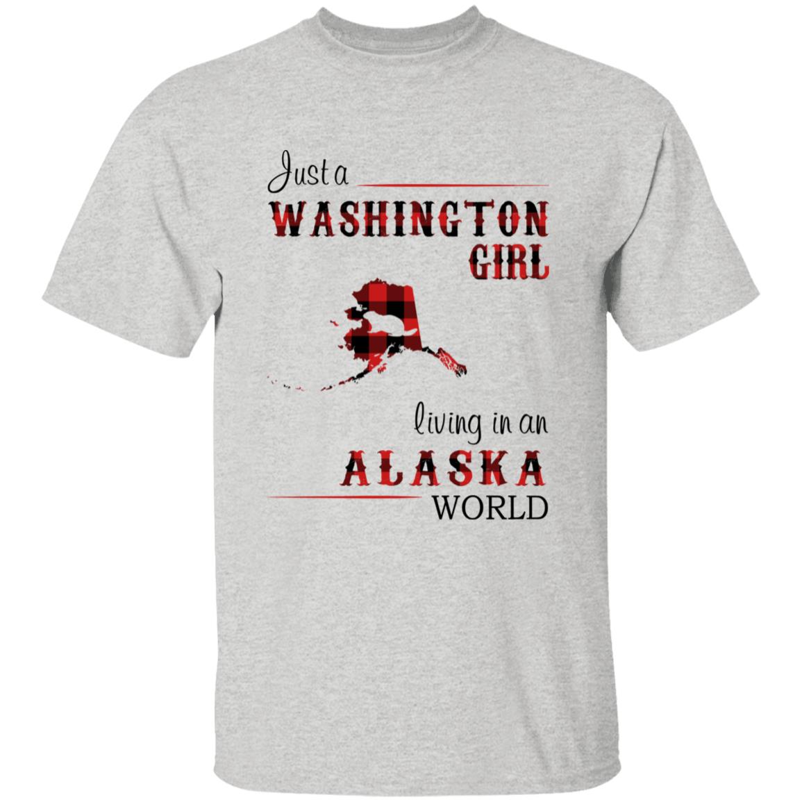 Just A Washington Girl Living In An Alaska World T-shirt - T-shirt Born Live Plaid Red Teezalo