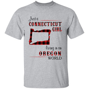 Just A Connecticut Girl Living In An Oregon World T-shirt - T-shirt Born Live Plaid Red Teezalo