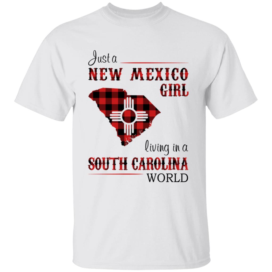 Just A New Mexico Girl Living In A South Carolina World T-shirt - T-shirt Born Live Plaid Red Teezalo