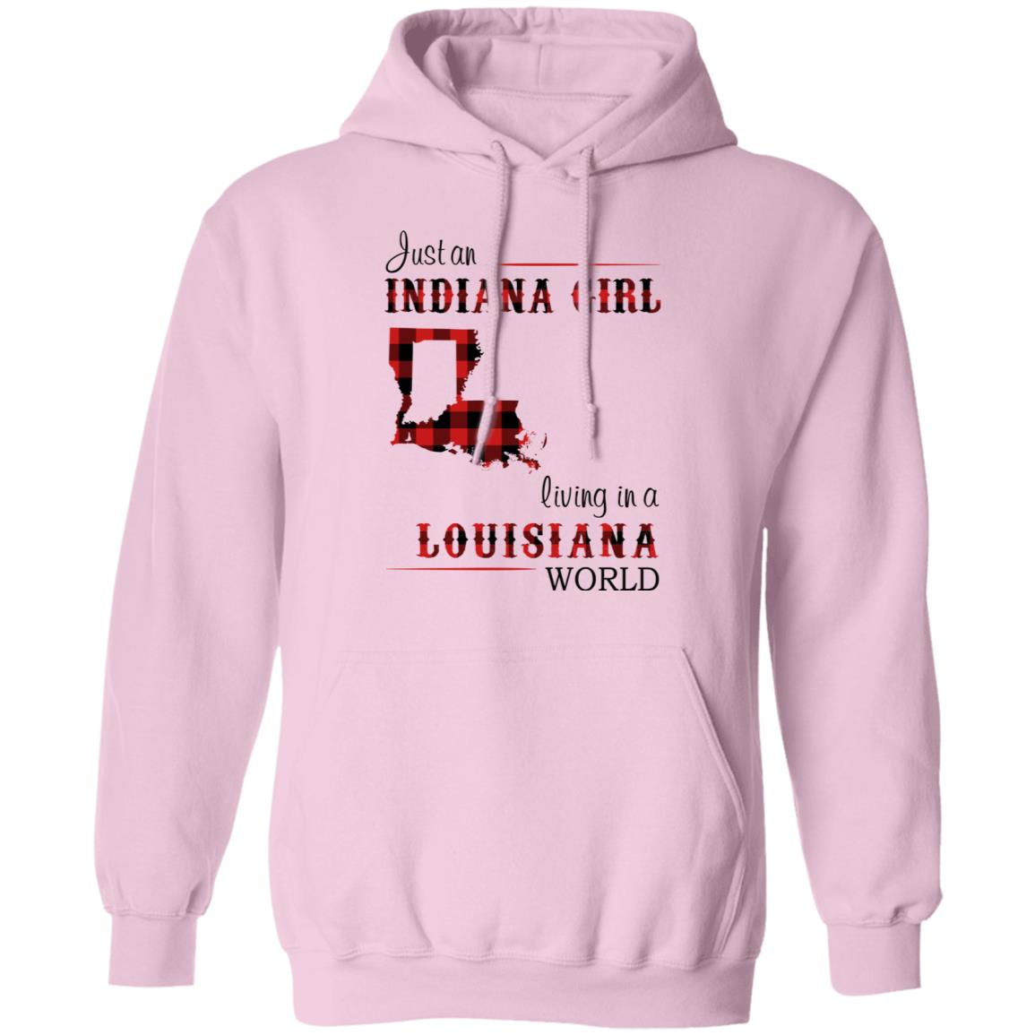Just An Indiana Girl Living In A Louisiana World T-Shirt - T-shirt Born Live Plaid Red Teezalo