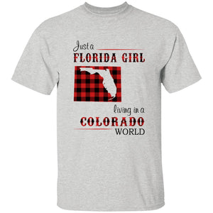 Just Florida Girl Living In A Colorado World T-shirt - T-shirt Born Live Plaid Red Teezalo