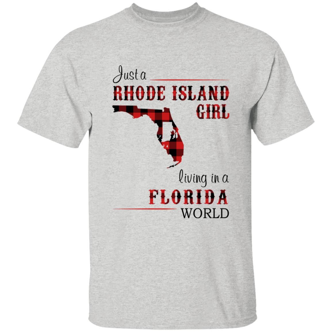 Just A Rhode Island  Girl Living In A Florida World T-shirt - T-shirt Born Live Plaid Red Teezalo
